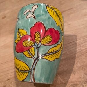 Cost Plus World Market Colorful bird botanical teal floral coffee tea mug